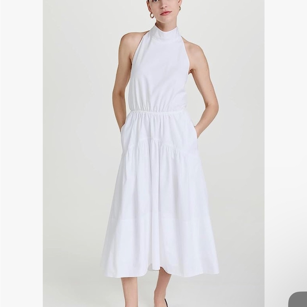 NWT VINCE Draped White Halter Dress